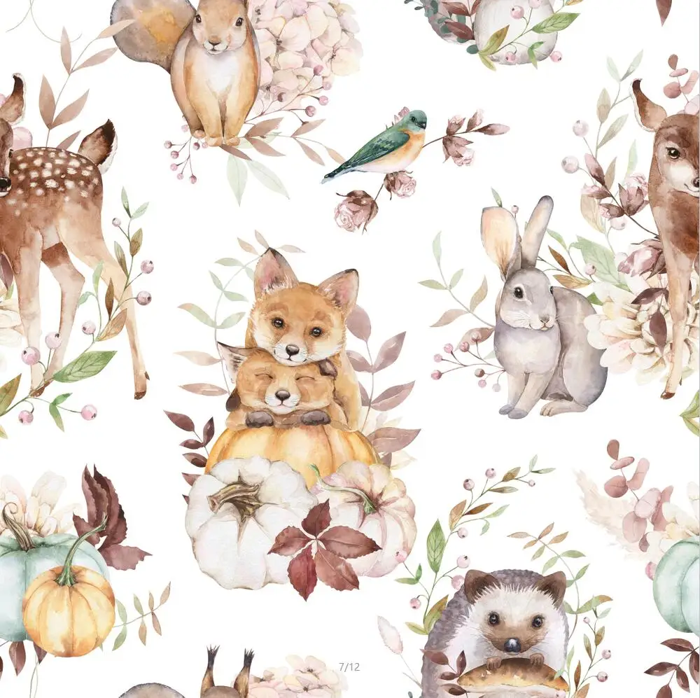 

ctstom Nordic Forest animal wallpapers for children's room boy girl bedroom wallpaper watercolor background posters room decor