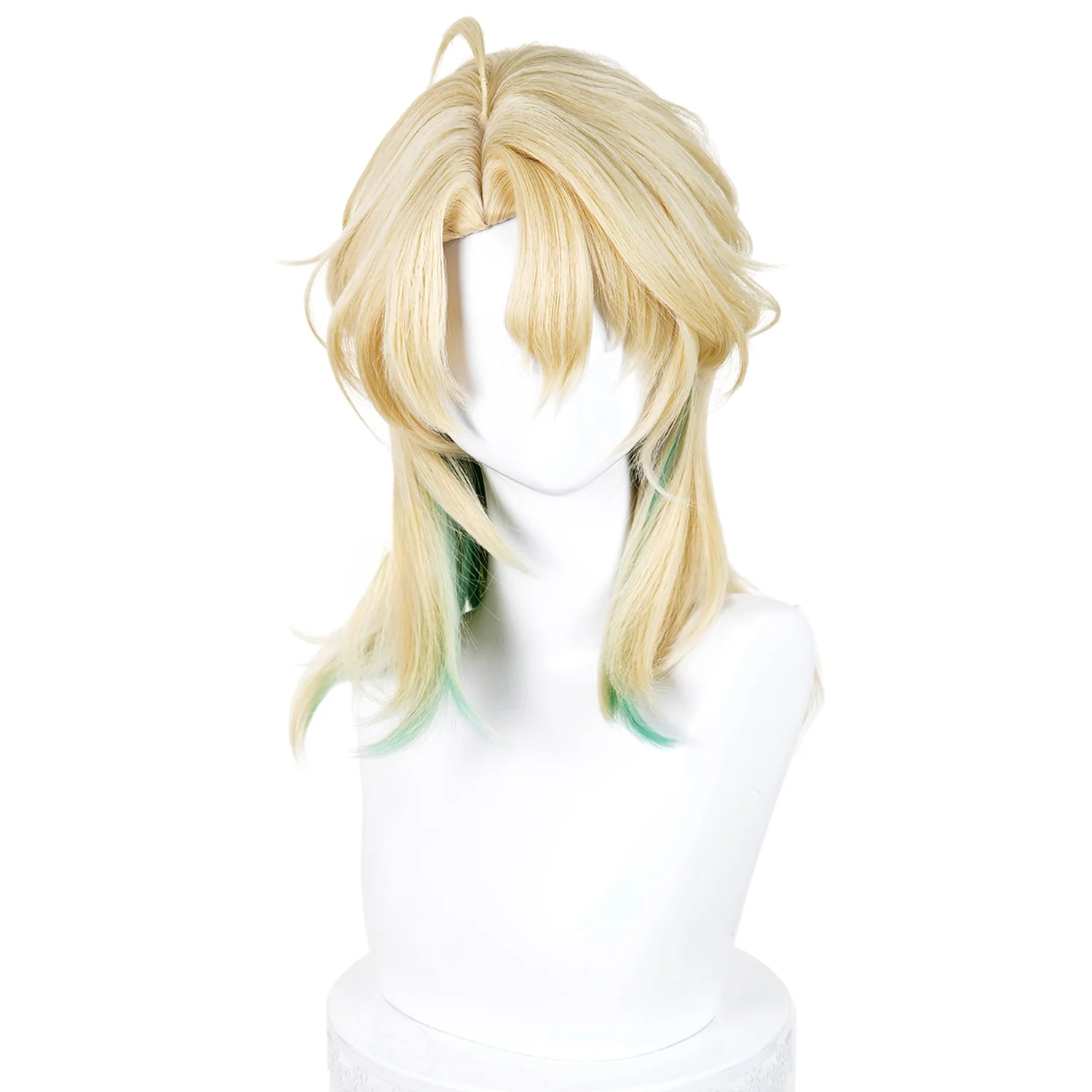 Game Wuthering Waves Luuk Herssen Cosplay Pruik Middellange Gouden Pruik Met Gradiënt Groene Tips Voor Comicon Party Volwassen Vrouwen Mannen
