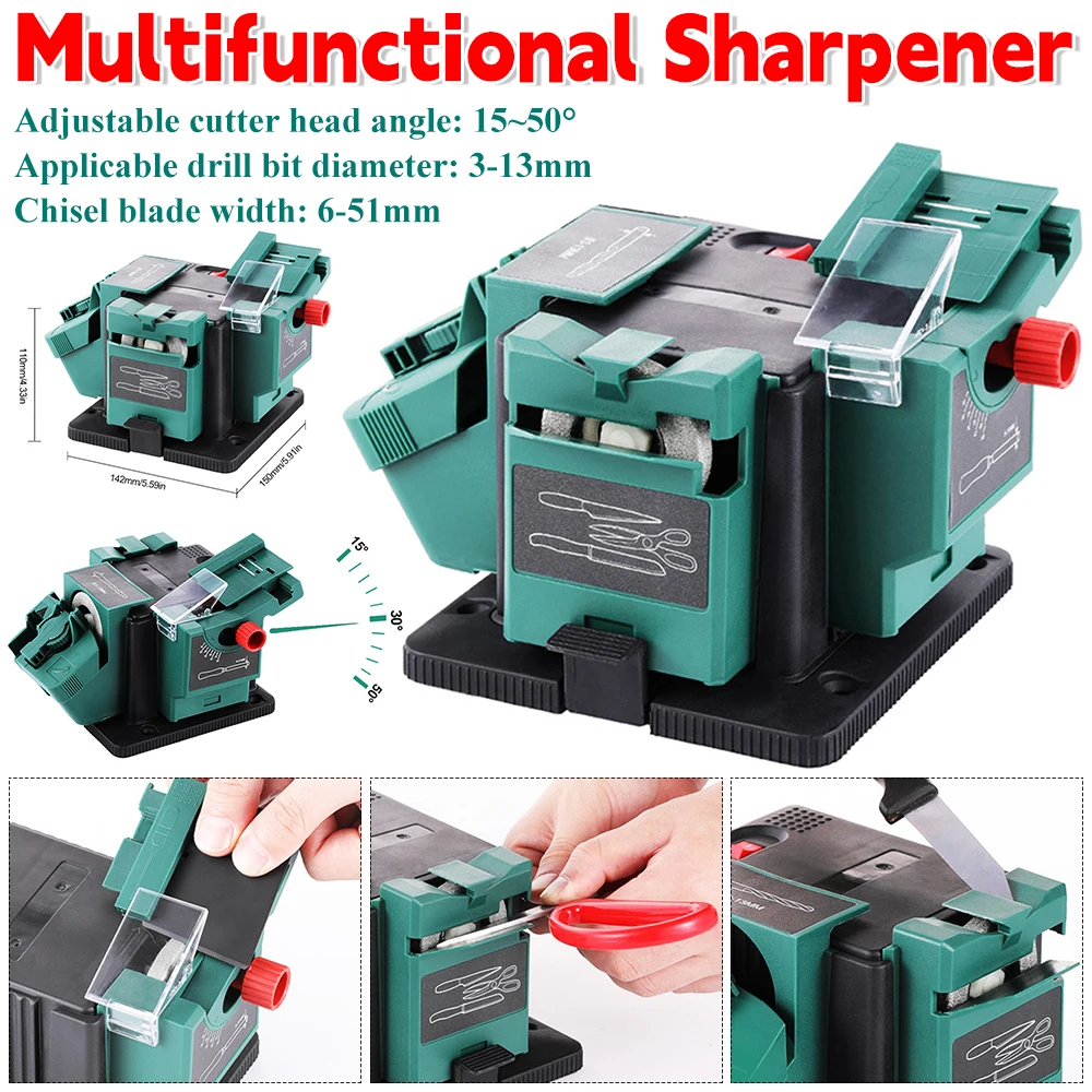 Multifunctional Sharpener Electric Knife Grinder Adjustable Angle Chisel/Scissor/Planer Blade Grinder for HSS Drill Sharpening