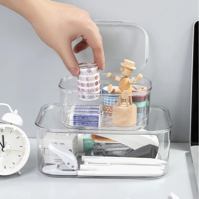 

Transparent Desk Organizer Desktop Storage Box Cosmetics Organizer Document Organizer Snack Storage Office Stationery Appliances