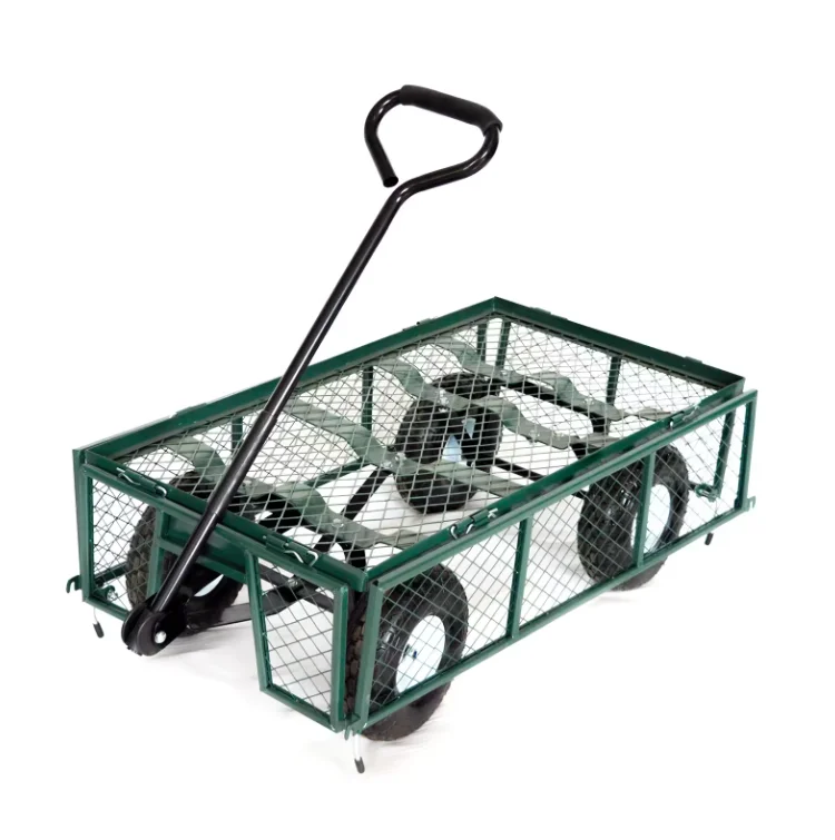 Heavy Duty 4 Wheel Yard Utility Wagon Mesh Garden Utility Cart Hand Truck Outdoor Mesh Garden Cart