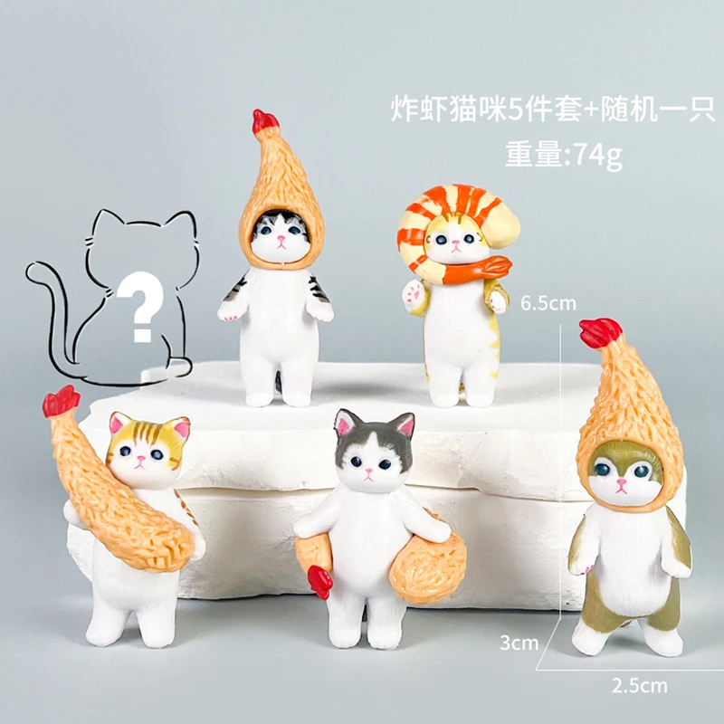 

Cartoon Mofusand Series Fried Shrimp Dress Up Modeling Series Blind Box Desktop Static Statue Model Ornament Toy Collectble Gift