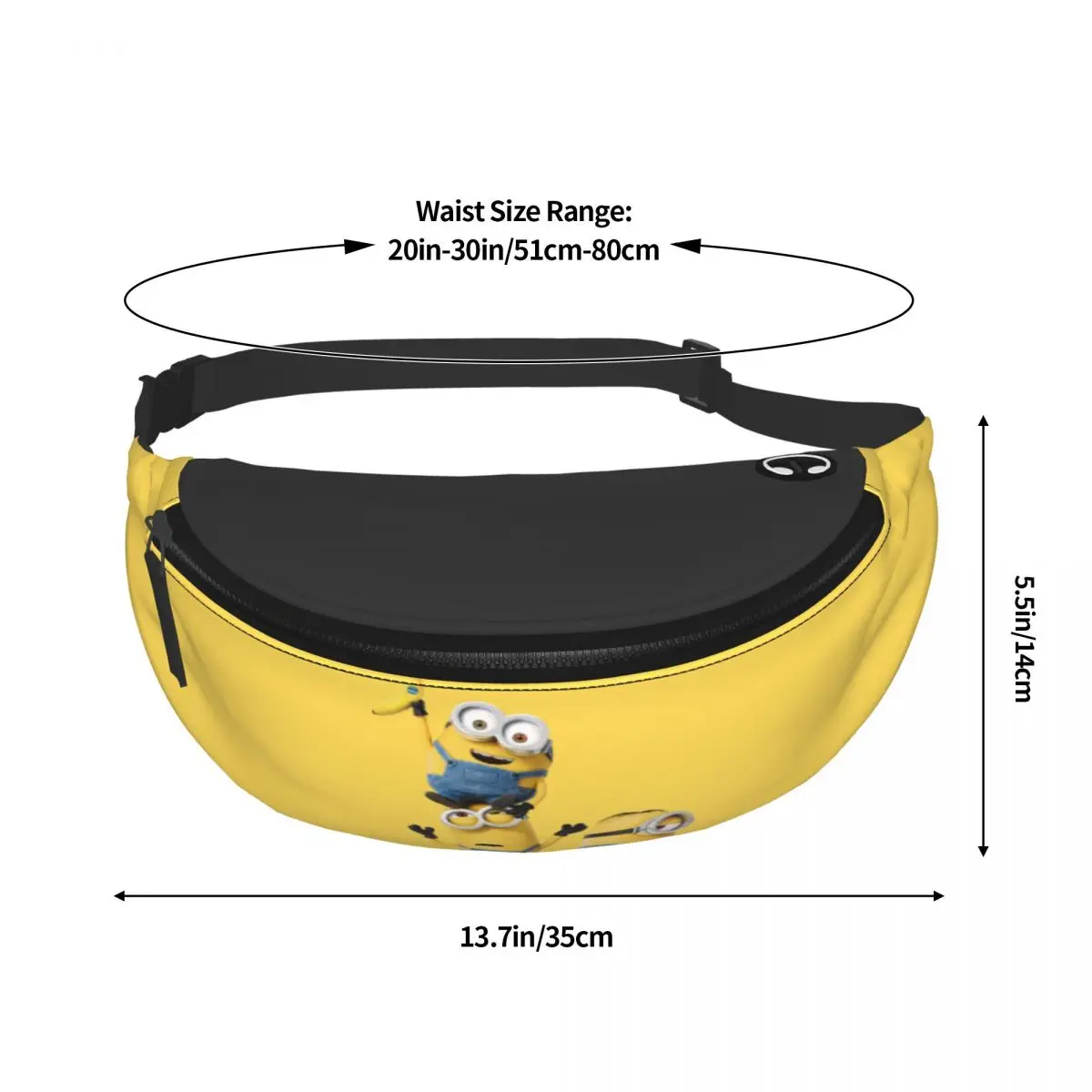 Custom Fashion M-Minions Cartoon Banana Fanny Pack for Cycling Camping Women Men Crossbody Waist Bag Phone Money Pouch