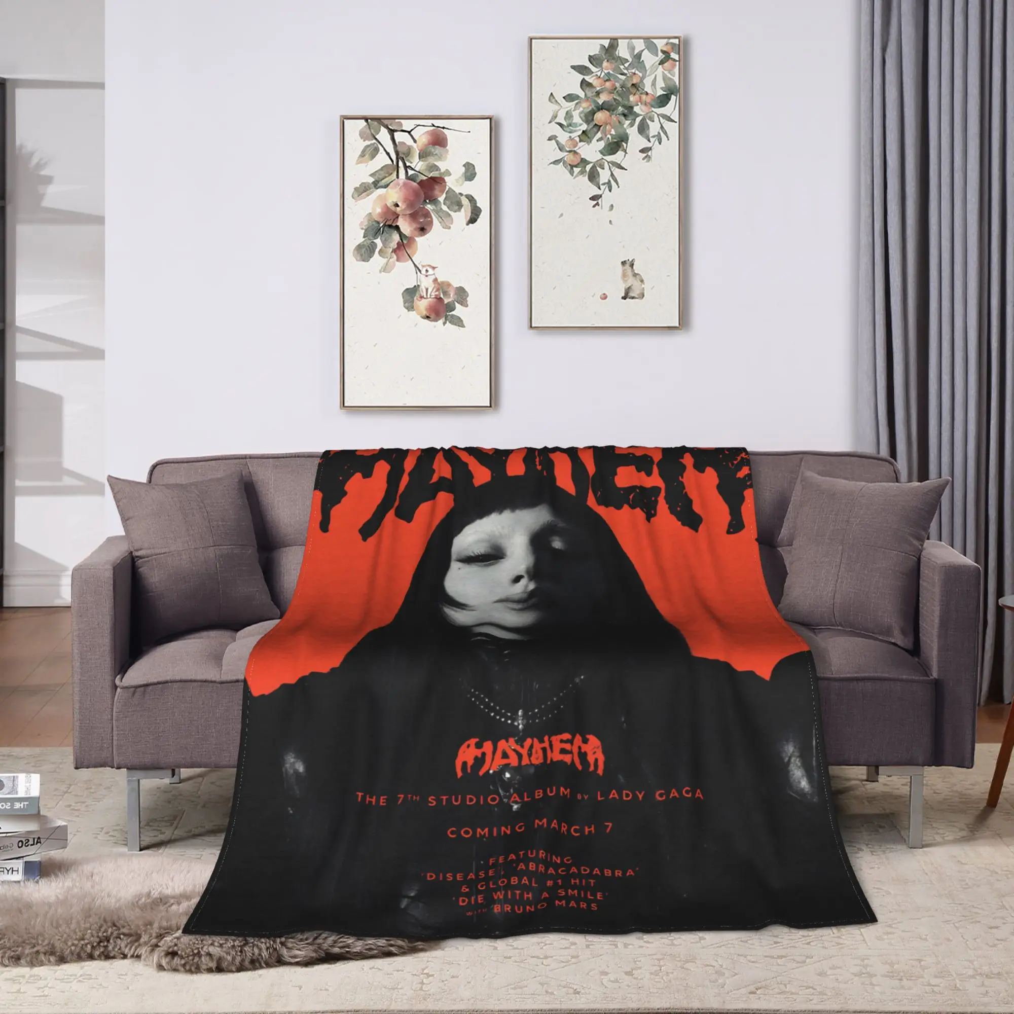 Lady Gaga Mayhem 2025 Album  Blankets  Decorative Flannel Throw Blanket For Couch Chair Soft Warm Custom Quality Bedspread