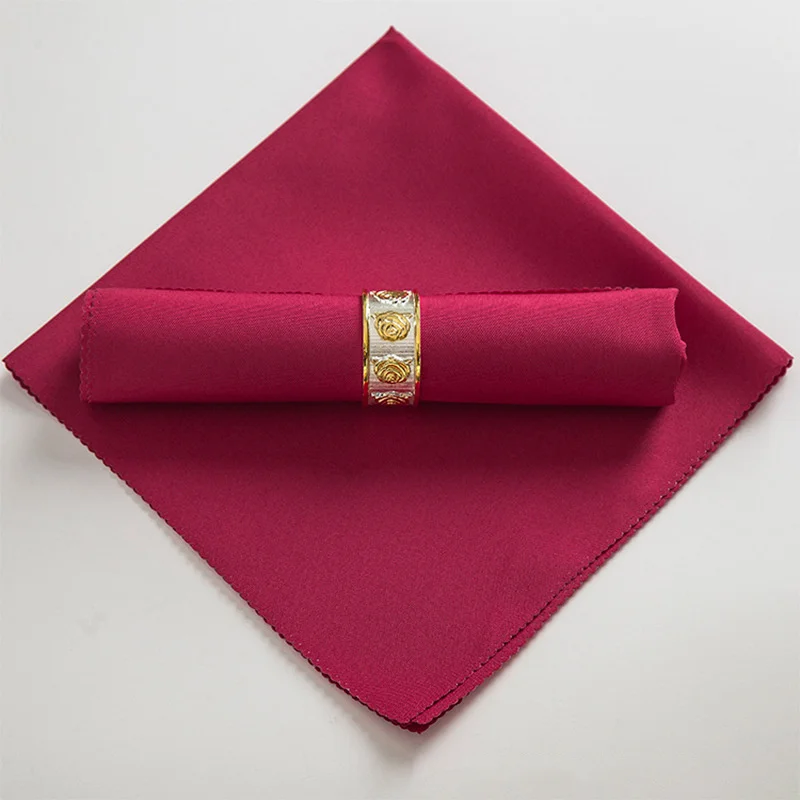 6pcs 48x48cmCloth Napkins Wedding Banquet Decoration Polyester Table Napkins Party Restaurant Solid Color Serving Napkins Fabric