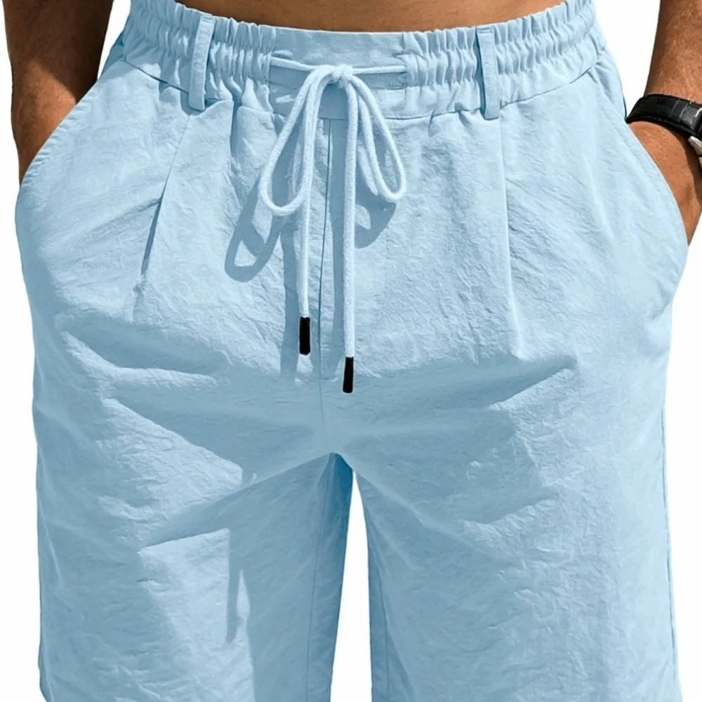 

New Elastic Waist Men's Shorts Loose Fit Lightweight Five Quarter Pants Drawstring Quick Dry Sweatpants Casual Wear