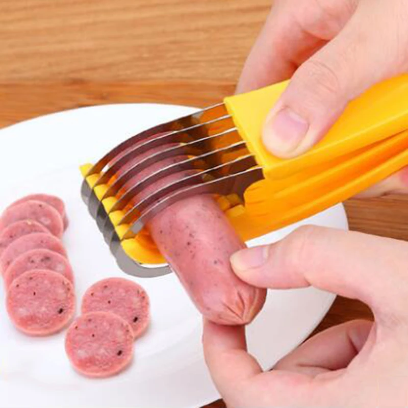 Stainless Steel Banana Cutter Fruit Vegetable Sausage Slicer Salad Sundaes Tools Cooking Tools Kitchen Accessories Gadgets