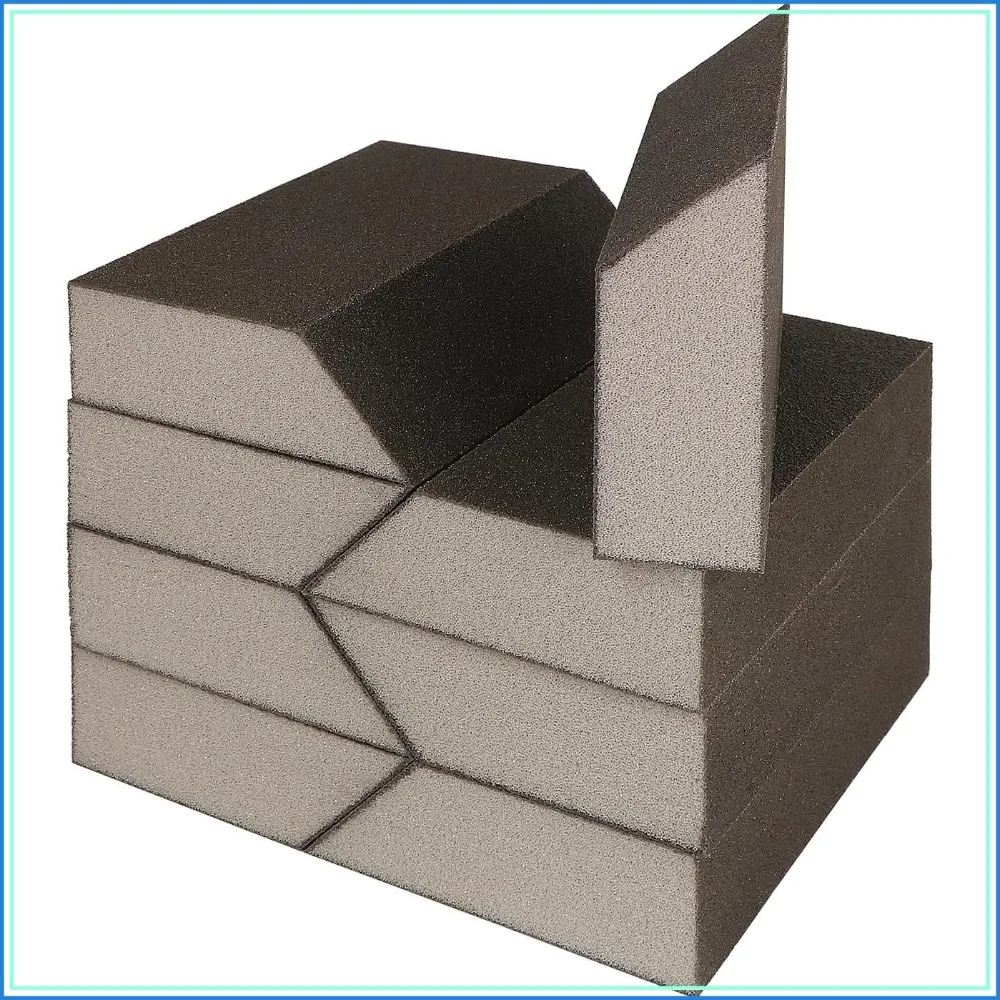 

Angled Sanding Blocks, 180 Grit Fine Sponge Sand Block Washable Reusable Wet Dry for Wood Metal Drywall Furniture Paint - 8 Pack
