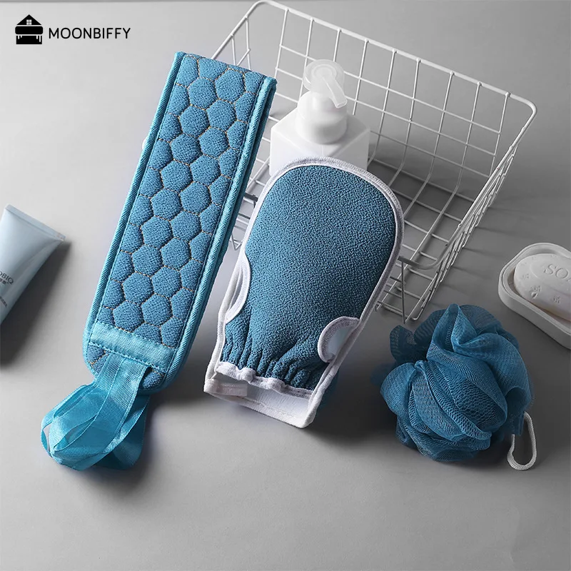 3pcs Bath Towel Set Household Bath Towel Three-piece Set Double-sided Thickened Back Strip Bath Flower Thickened Bath Towel