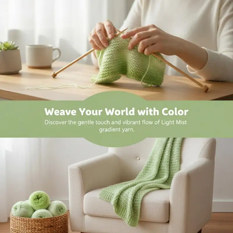 Wollgarn mit Farbverlauf, Weiches Mehrfarbiges Häkel- und Strickgarn für DIY-Handarbeiten zur Herstellung von Mützen, Pullovern und Handwerksprojekten – Detail 4