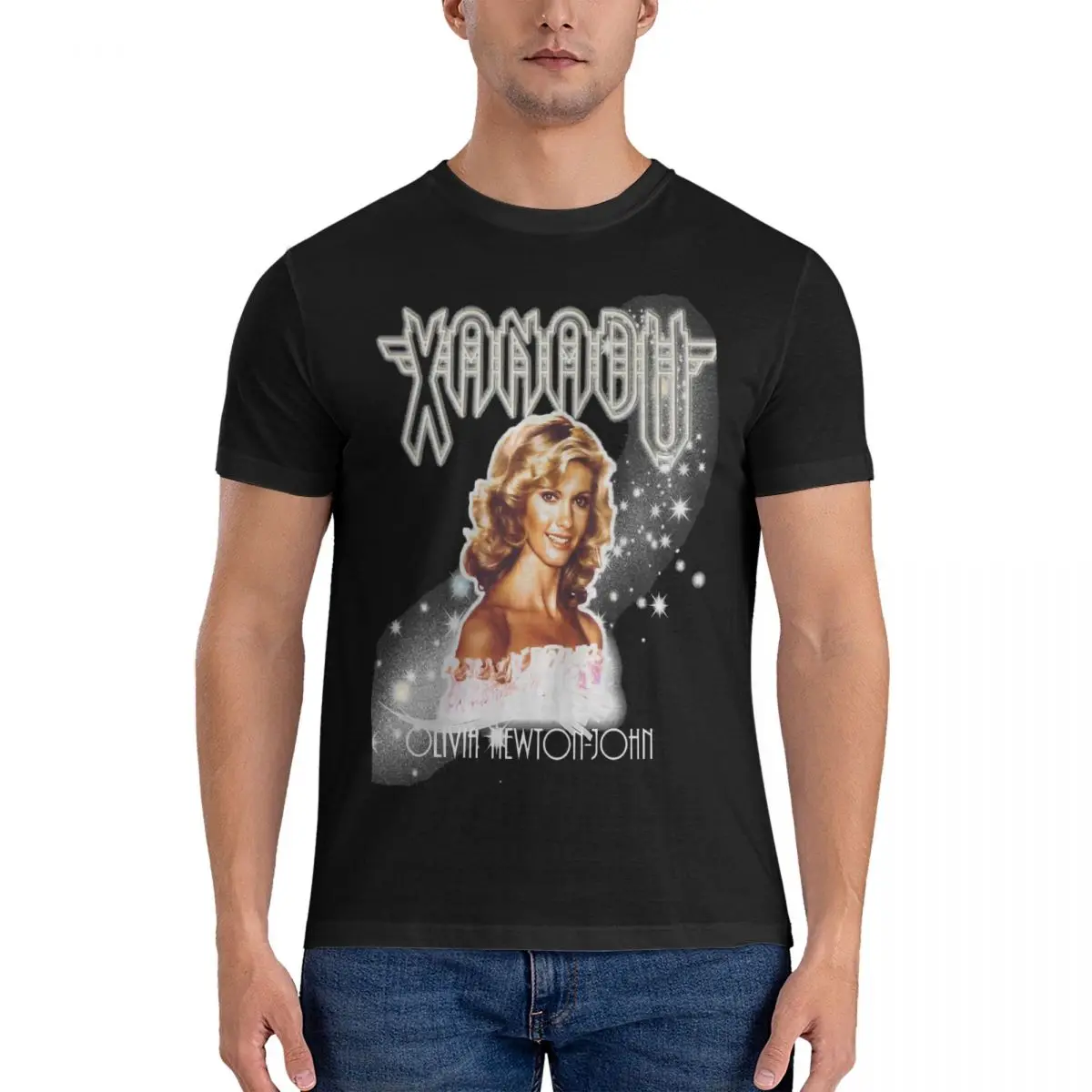 Men T-Shirts Xanadu - Million Lights Dancing Novelty Cotton Tees Short Sleeve Olivia Newton-John T Shirts Crew Neck Clothing