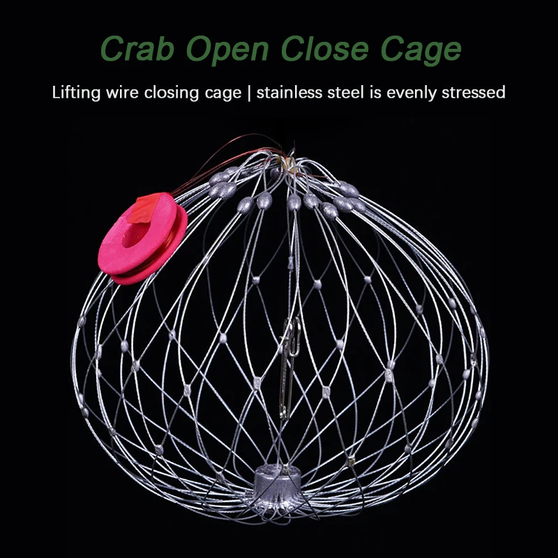 

1x Crab Trap Catch Fish Net Foldable Automatic Open Closing Portable Stainless Steel Wire Cage For Outdoor Fishing Accessories