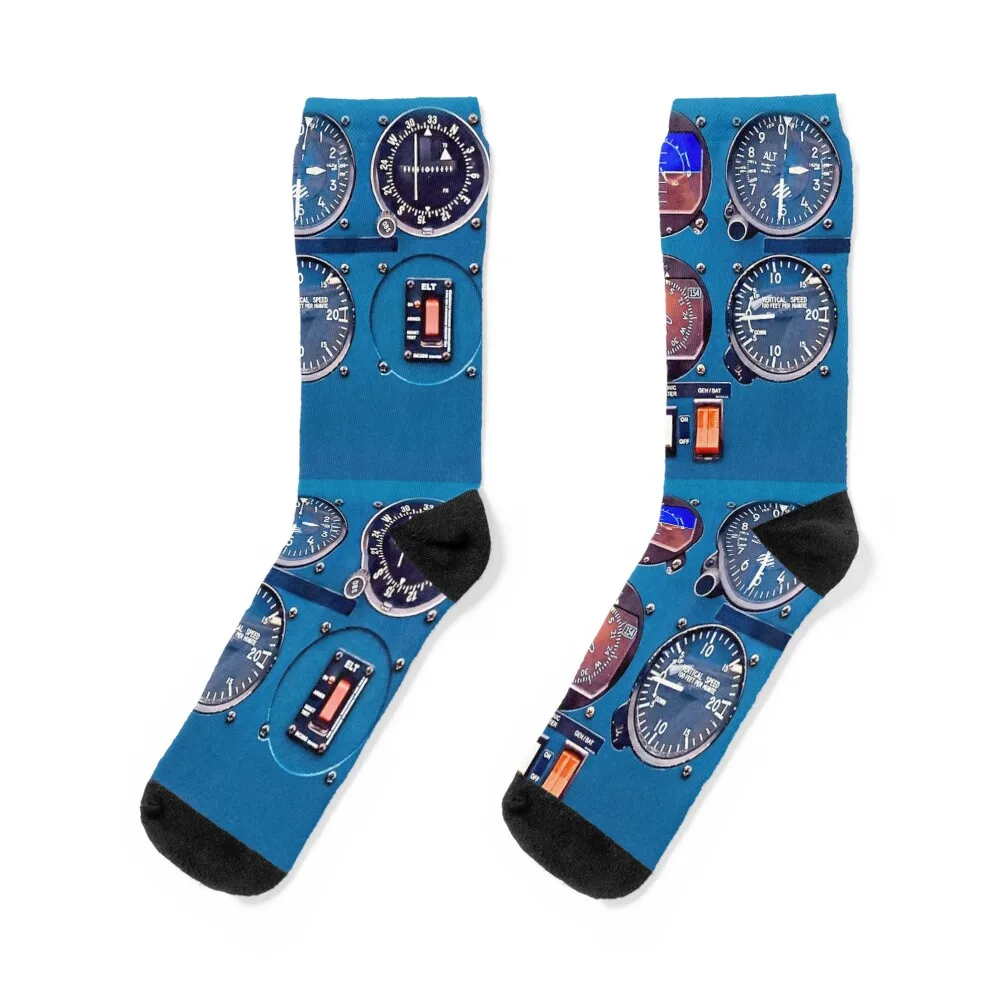 

Aviation Blue Cockpit Socks Non-slip moving stockings Sports christmas stocking Men Socks Women's