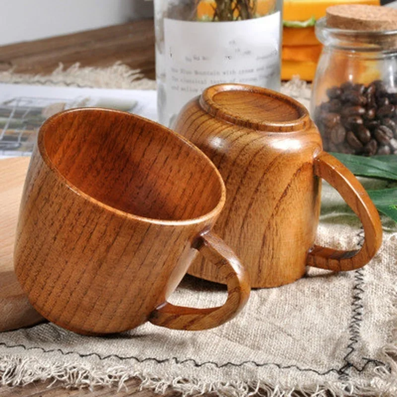 

Wooden Creative Coffee Retro Mug with Anti Scald Handle Cup