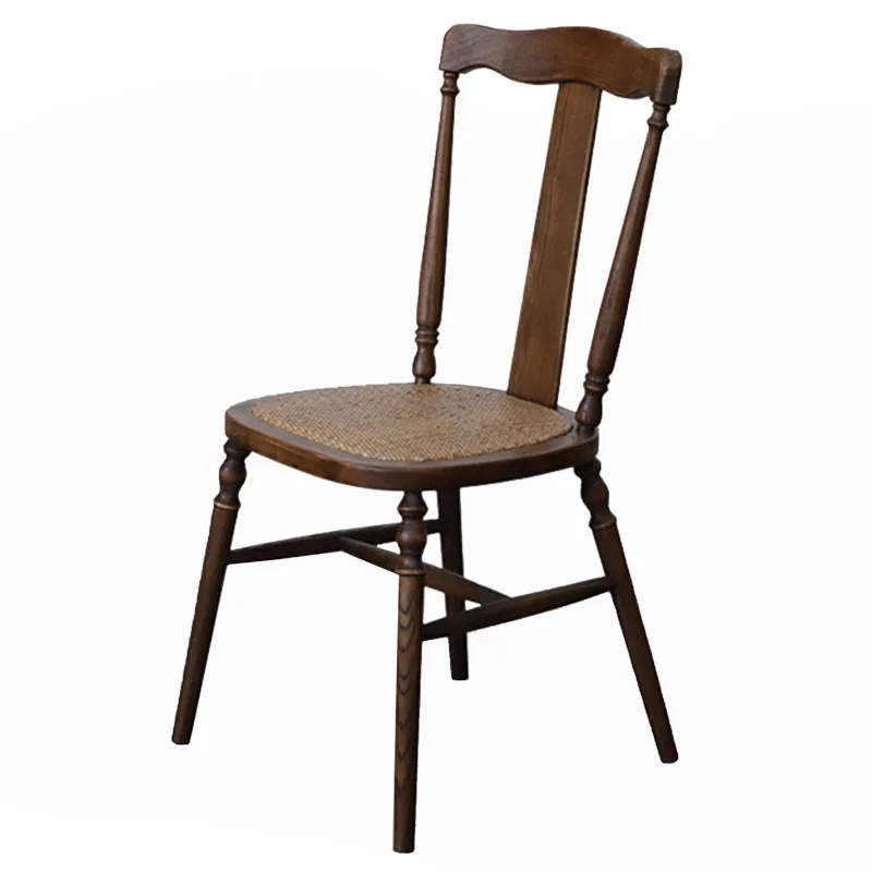 

Caramel dining chair retro chair solid wood American coffee shop medieval dining chair coffee shop