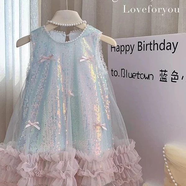 Girls Skirt 2025 Summer New Childrens Clothing Korean Style Girls Baby Bow Glittering Princess Skirt Casual Simple Daily - Image 6
