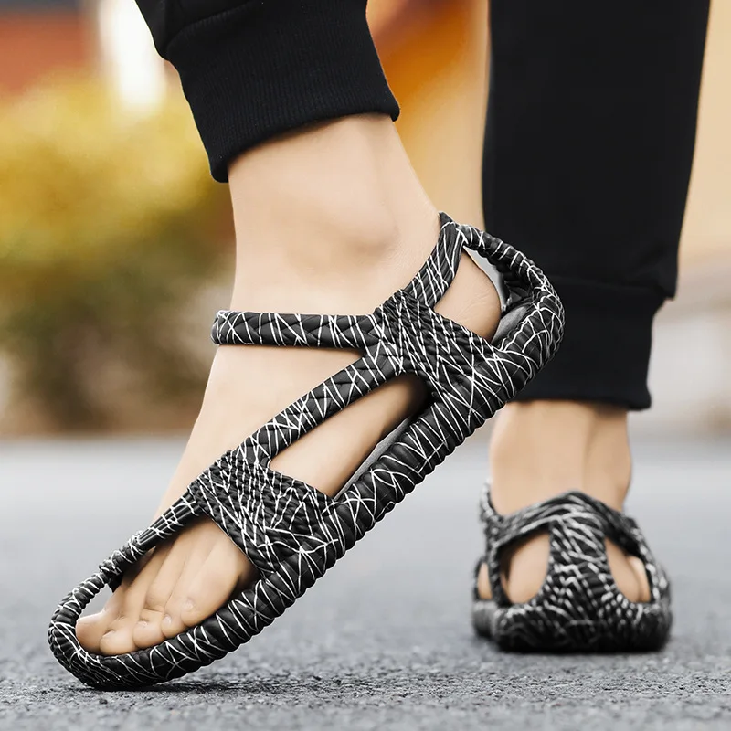 Sandals Men's Summer EVA Woven Straw Shoes Retro Ethnic Style Couple Beach Handmade Large Size Driving