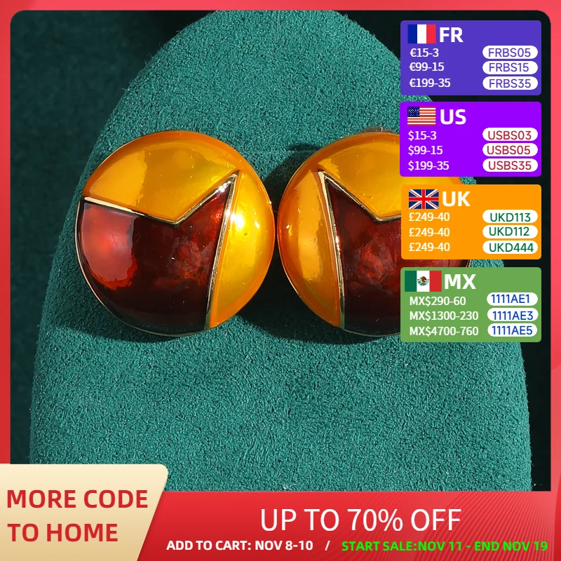 

Vintage Studs Earrings Gold Color Jewelry Retro Red Round Geometry Luxury Designer Antique Style Accessories 2025 New