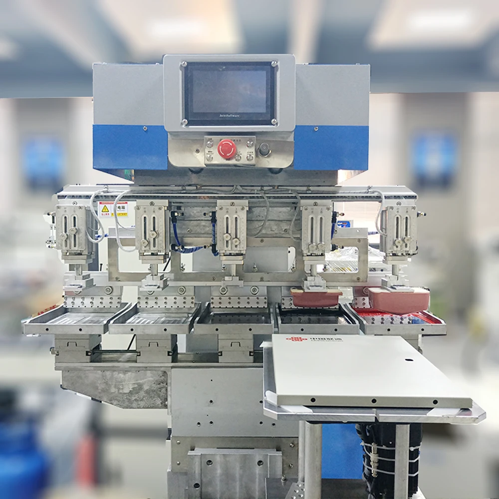 5 Color Pad Printing Machine With Conveyor Belt Five Color Servo Shuttle Transfer Printing Machine Picture