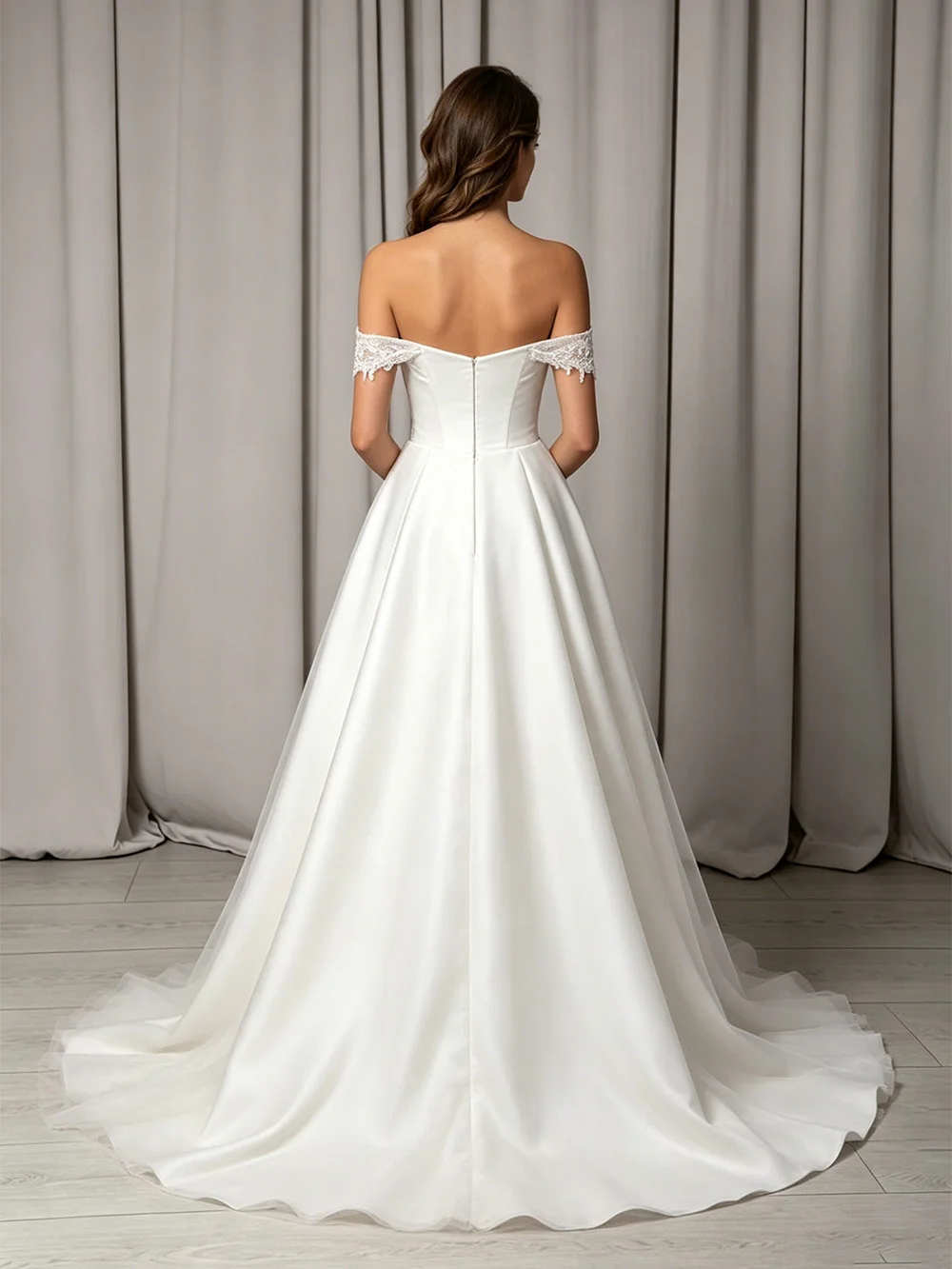 Customized Wedding Dress for Woman Bride New Design Cheap Sweetheart Off The Shoulder Applique A Line Sweep Train Bridal Gown