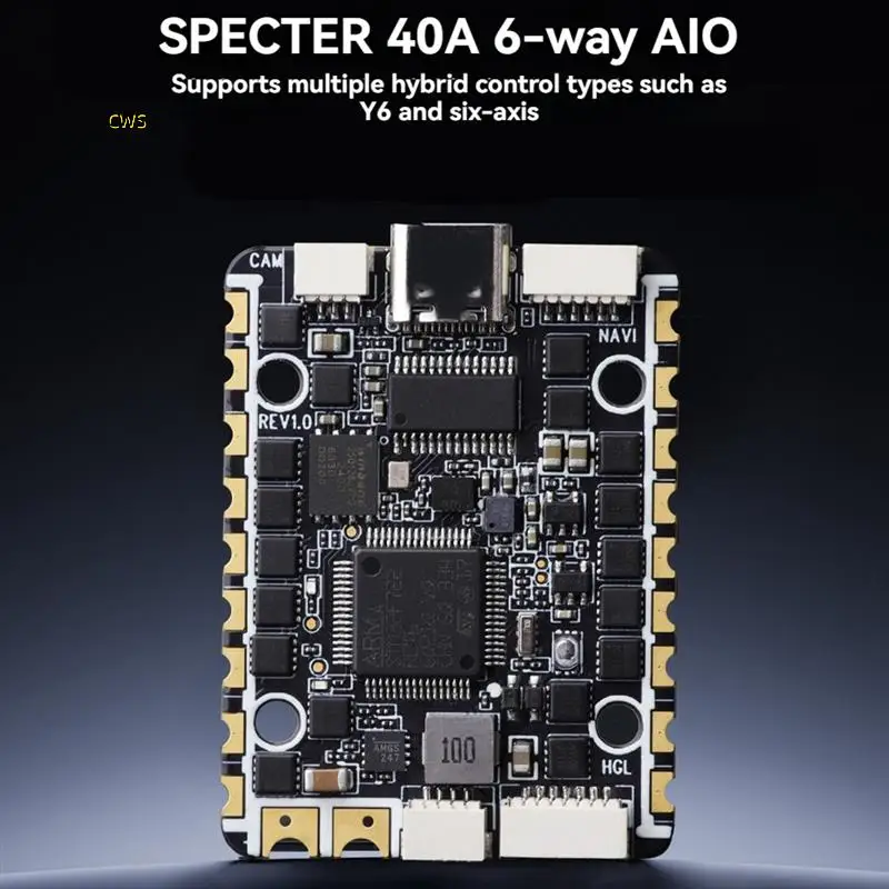 

SPECTER F722 40A 6CH AIO Flight Controller 2-6S Supports Y6/Six-Axis 25.5X 25.5Mm For RC FPV Drone