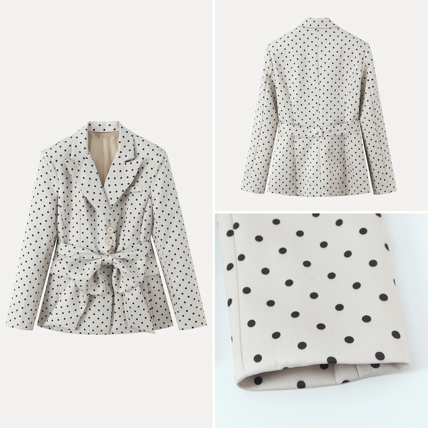 

Модный женский костюм в горошек, зима 2025, простой универсальный костюм Personali Quali с узлом, длинный...