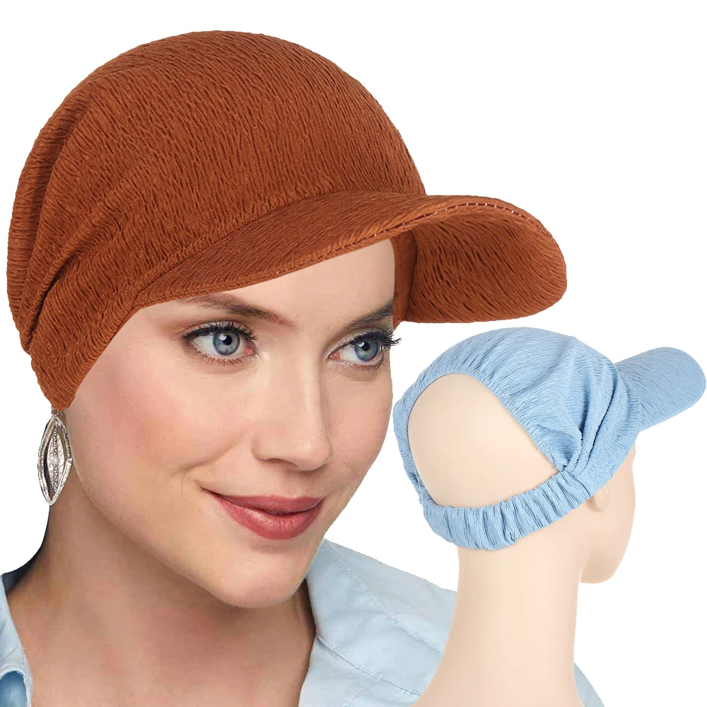 

Новая летняя солнцезащитная кепка ярких цветов с полями для женщин, однотонный платок сзади, открытый верхний козырек, шляпа, хиджаб, тюрбан, накидки