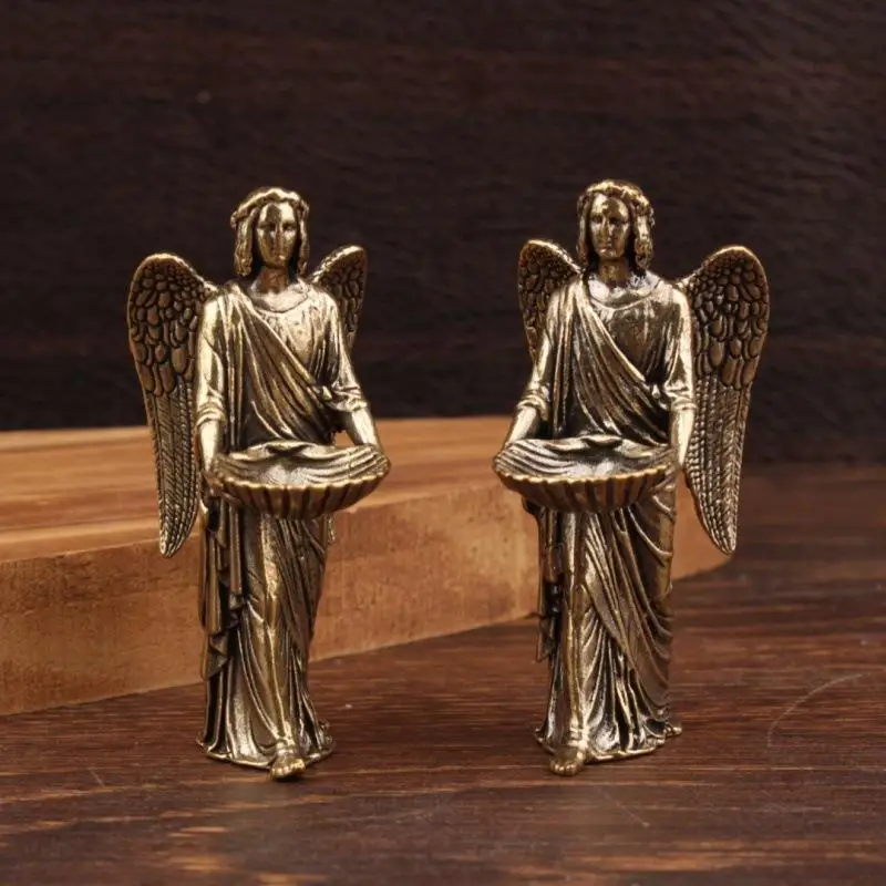 Creative Crafts, Small Bronze Ornaments For Home Decor Brass Angel Statue Figurines, Desktop Decorations