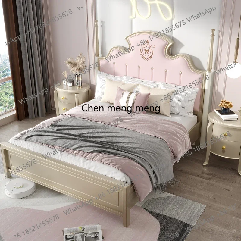 

Европейская кровать-лофт с массажным эффектом, деревянная, с современным изголовьем, для девочек, роскошная, для спальни, в стиле принцессы, двуспальная, для дома