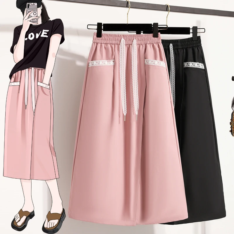 

Элегантная женская юбка А-силуэта средней длины с кружевом, тонкая, для весны и лета, новая коллекция, высококачественная, модная, для офиса, в художественном стиле