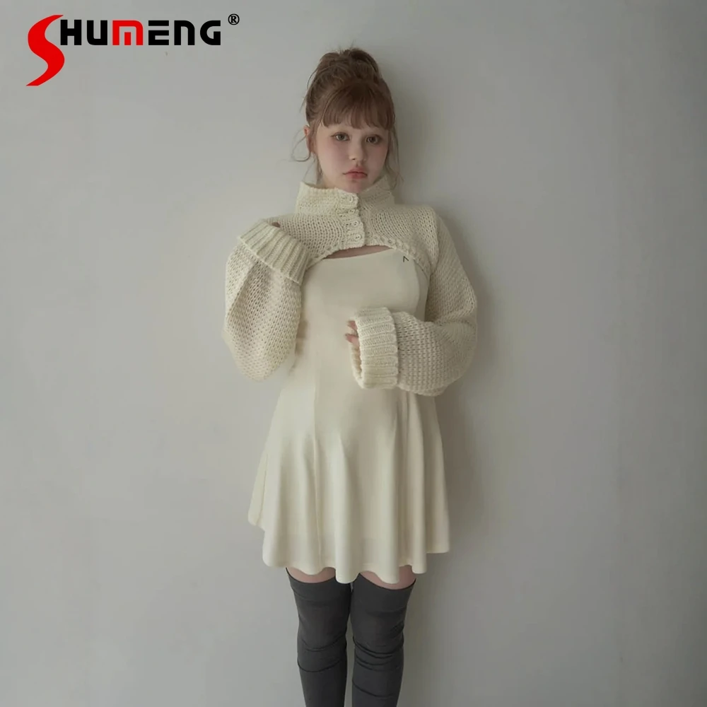 

2025 Lady Japan Style Sweet Dress Knit Cardigan 2-Piece Set Spring and Autumn Girls Women Slim Fit Elegant Fashion Dresses Set