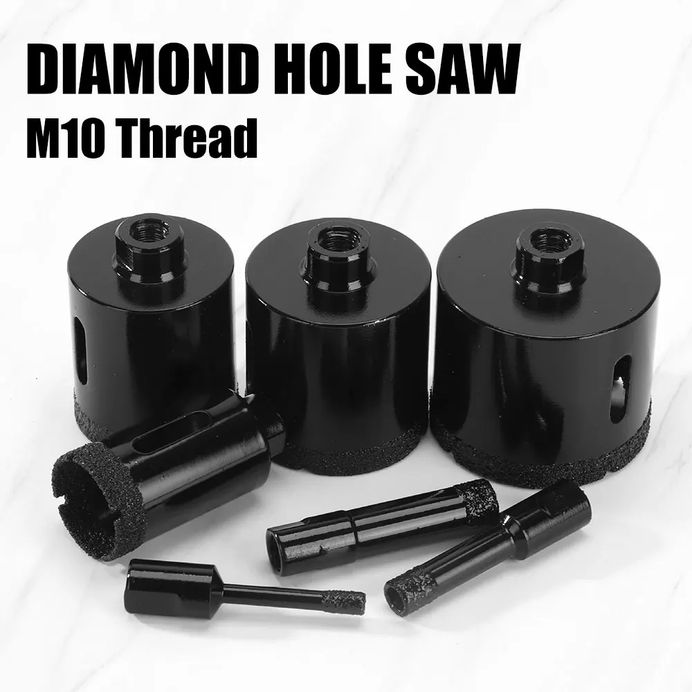 1Pc M10 6-100mm  Diamond Brazed Core Dry Drill Bit For Porcelain Tiles Marble Glass Granite  Hole Saw Cutter Cutting