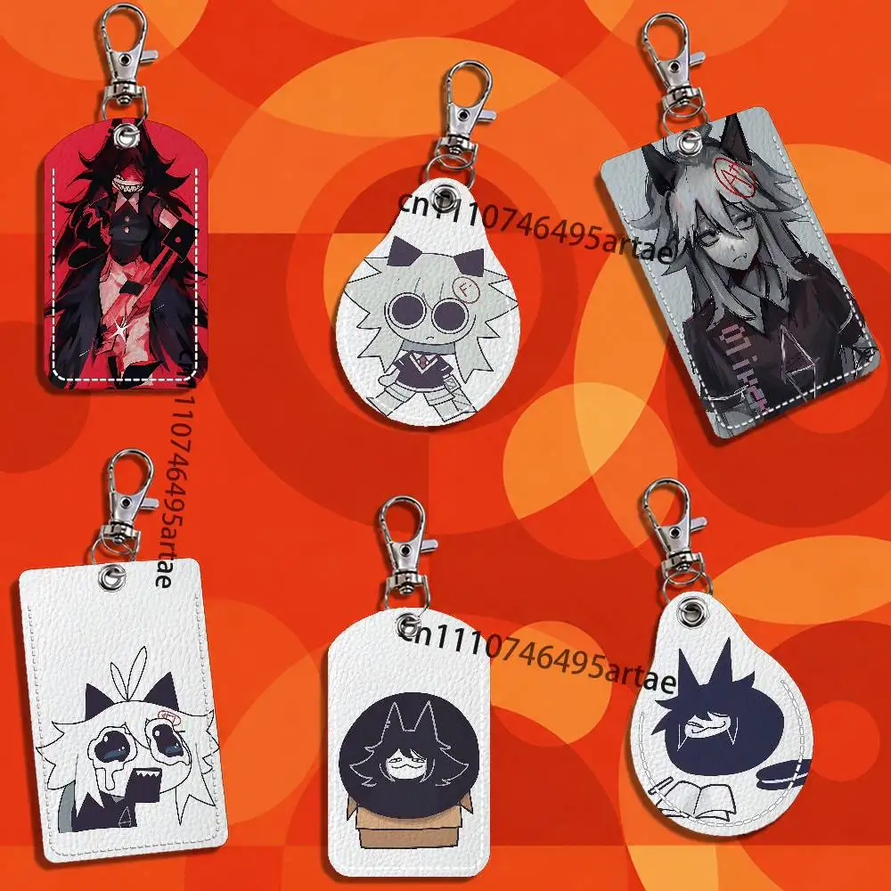 Fundamental Paper Education Card Case Leather Card Holder Keychain Key Ring Transportation Card Case With Lanyard