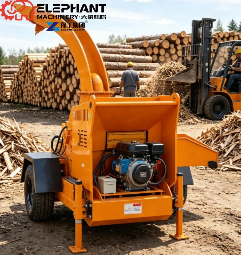 New Designed Hydraulic Feeding Wood Chipper Shredder, 50HP Self Powered Diesel Mobile Machine for Branch Shredding