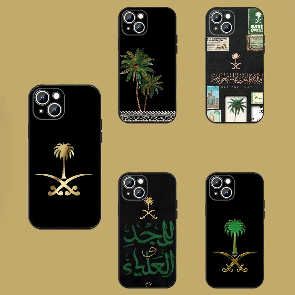 Kingdom Of Saudi Arabia Flag Phone Case For iPhone 15,14,13,12,11,Plus,Pro Max,XS,X,XR,SE,Mini,8,7 Soft Silicone Black Cover