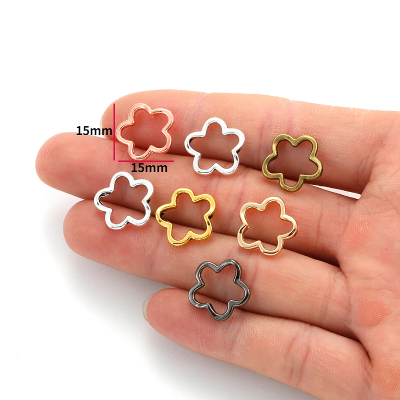 20pcs Two Hole Flower Frame Beads Spacer Connectors Diy Necklace Bracelet Earrings Pendants Jewelry Making Accessories 15*15mm