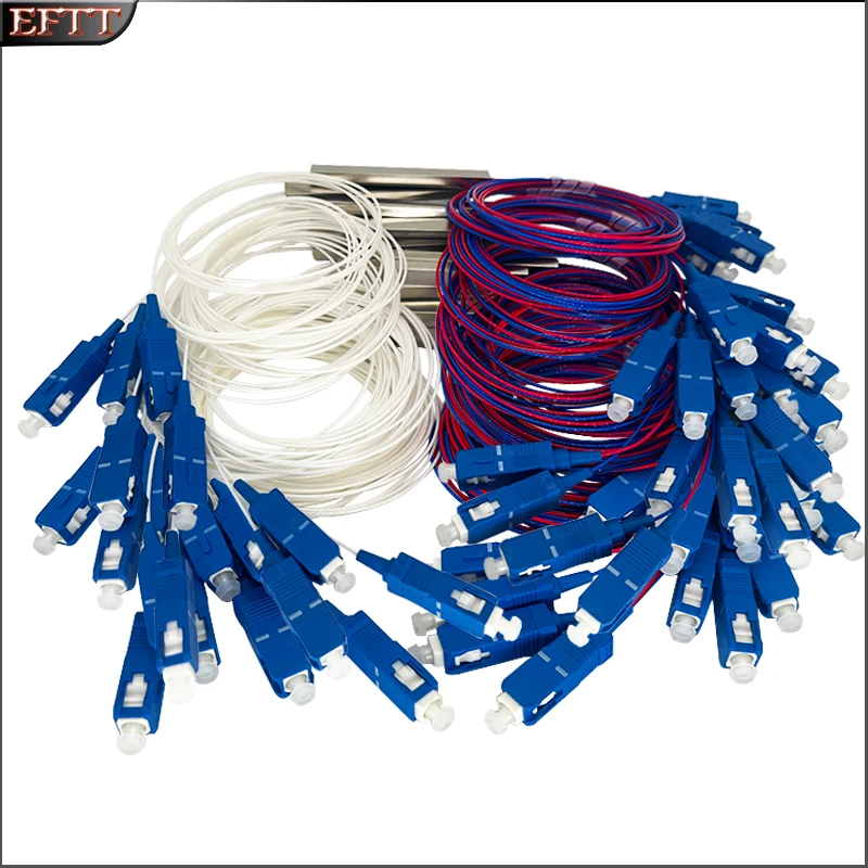 Divisor de fibra óptica PLC 1X2 SC/UPC de alta calidad, divisor G657A1 de modo único de 0,9mm, herramienta de conector de PVC FTTH SM 1m