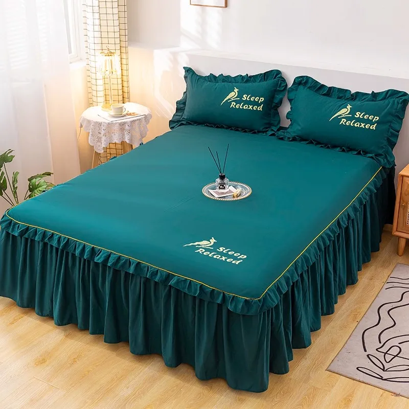 

New pure cotton lace bed skirt single piece all inclusive mattress protective cover bed sheet three piece set anti slip bedsheet