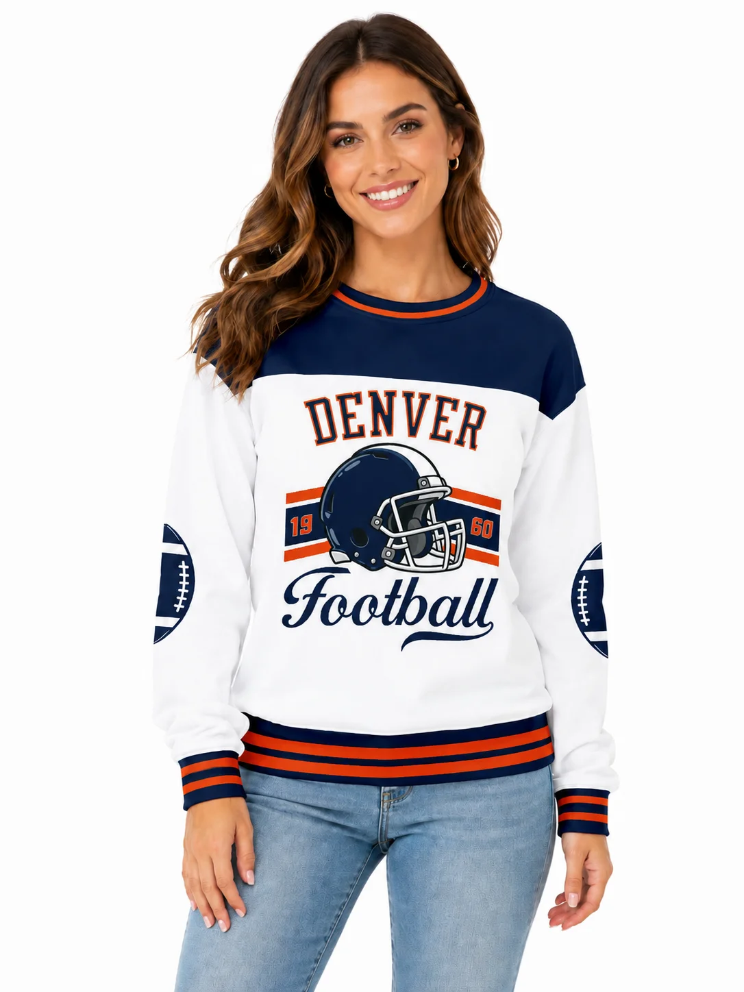 Personalized Denver City Sweatshirt for Women, Custom Name Number Crewneck Sweatshirt, Custom Logo Casual Daily Sweatshirt