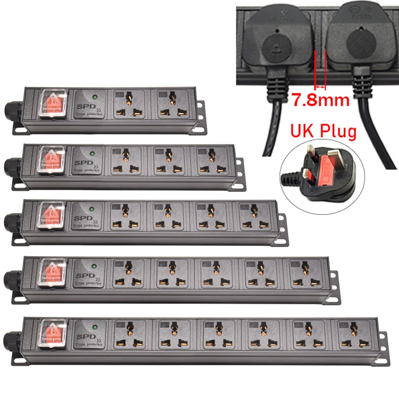 PDU Power Strip Socket 3/4/5/6/7/8Ways Universal Socket Large Spacing Surge Protection Module+Double Break Switch