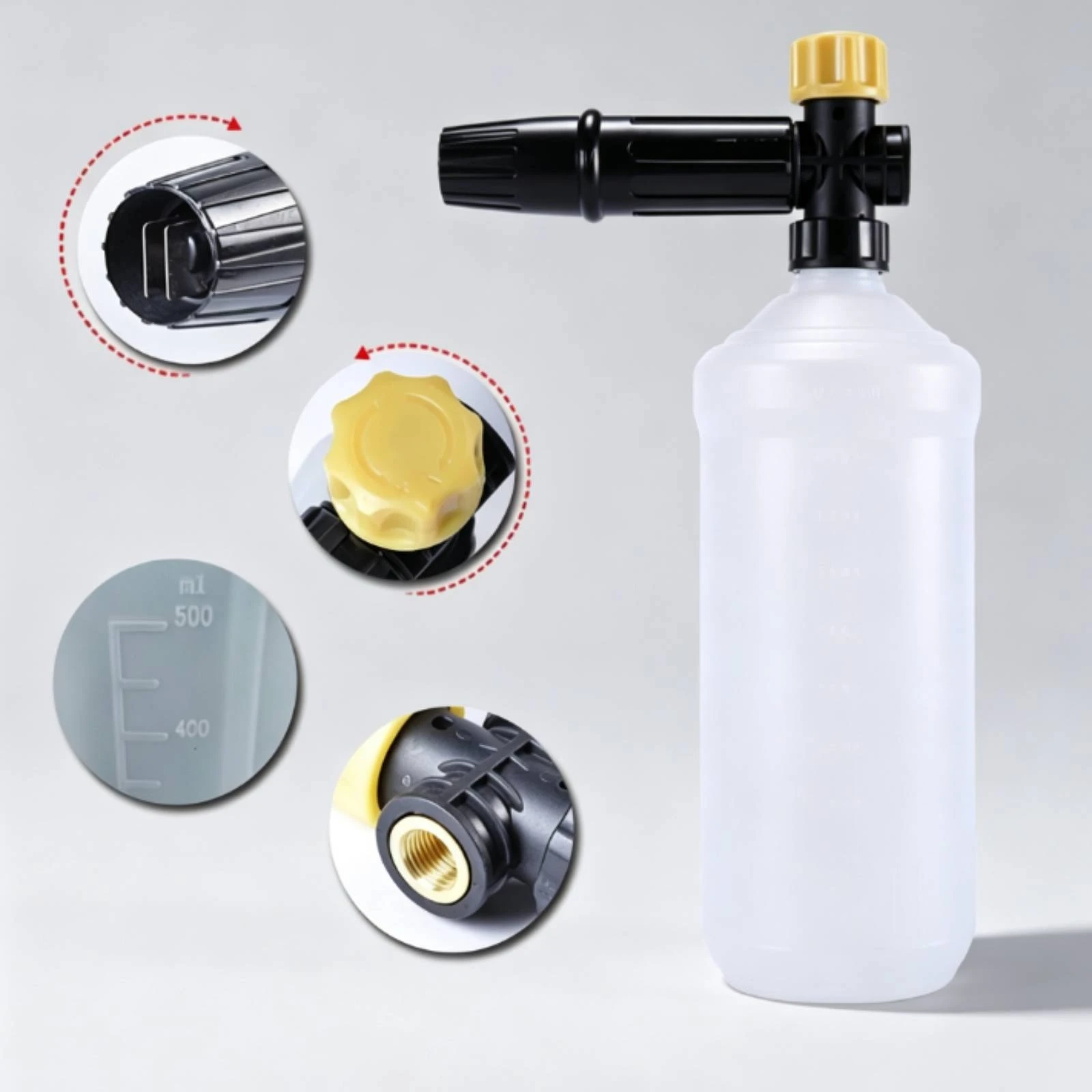 Pressure Washer Foam Cannon Adjustable Foam Cannon with Bottle Soap Attachment Heavy Duty Sturdy for Car Detailers