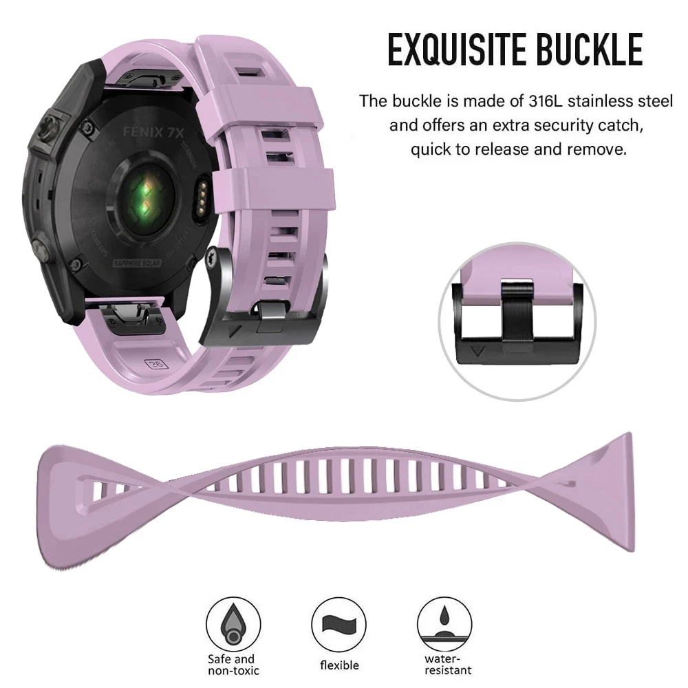 26 22mm Silicone WatchBand Strap For Garmin Fenix 6 6X Pro 5 5X Plus Enduro Epix Gen 2 WristStrap QuickFit Release Bracelet