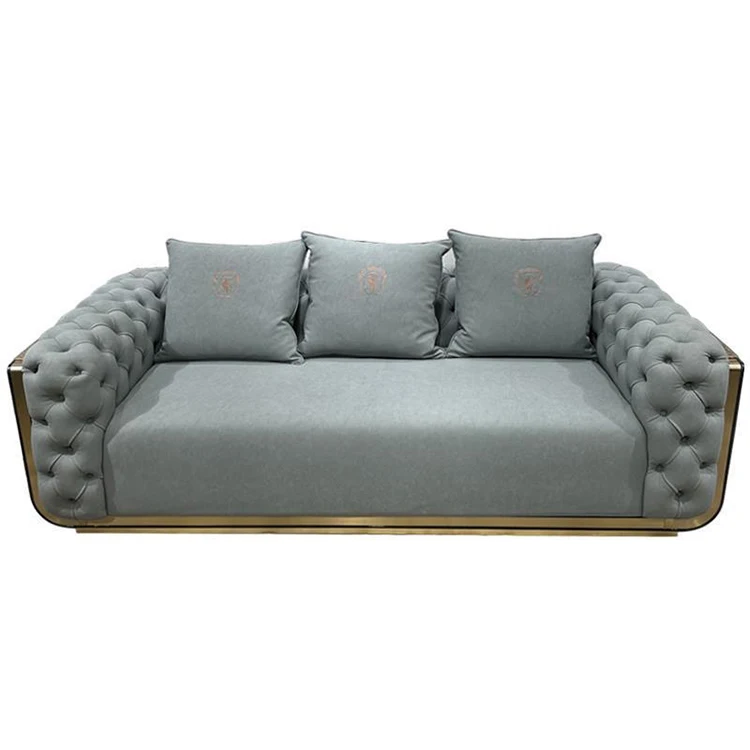 

Modern Luxury High-end Hotel & Living Room Sofa Set Wooden Upholstered Button Tufted Sofa Bed 1+2+3 Seater Sofa