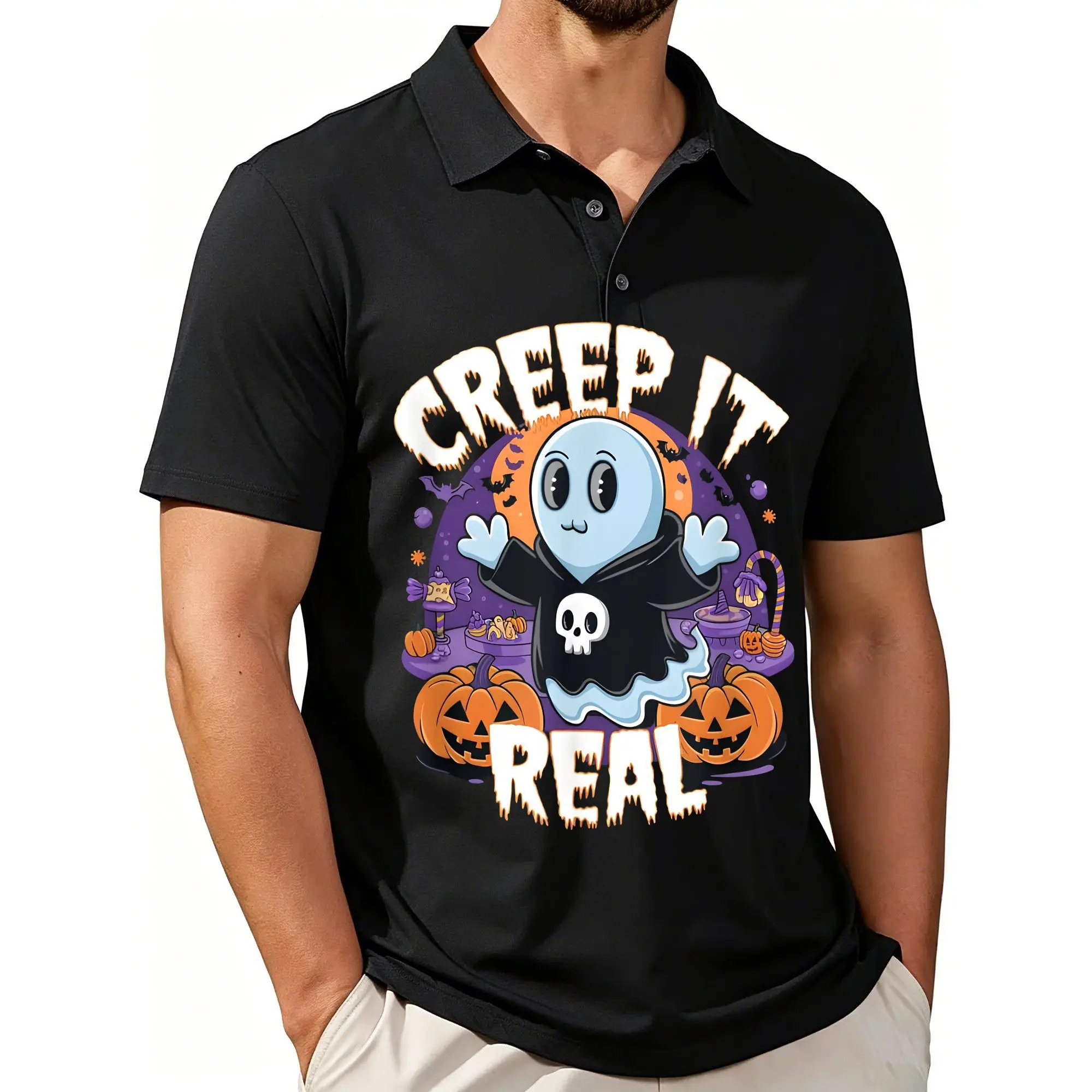 Men's Halloween Themed Comfortable Polo Shirt