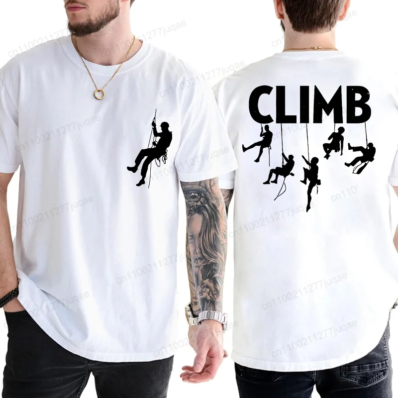 New Fashion Men's Summer T-Shirts Men's Born To Climb, Mountain Hiking Rock Climbing T Shirt Rock Climbing Top Quality Tee Tops