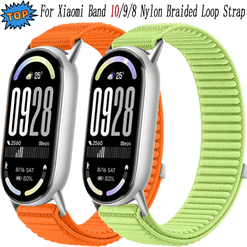 Nylon-Schlaufenarmband für Xiaomi Miband 10/9/8 Smartwatch, geflochtenes, bequemes Armband mit Metallschnalle für Xiaomi Mi Band 10 Gürtel