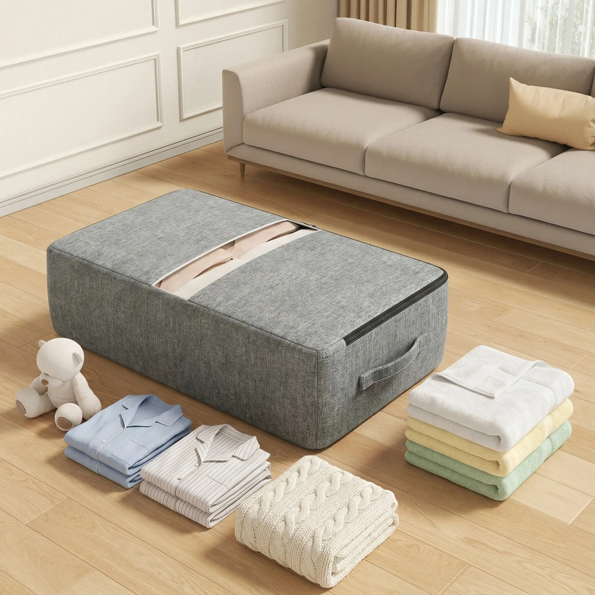 Home Cation Bed Under Storage Bag Transparent Window Handle Included Ideal for Clothes Blankets Placement Under Bed Closet War