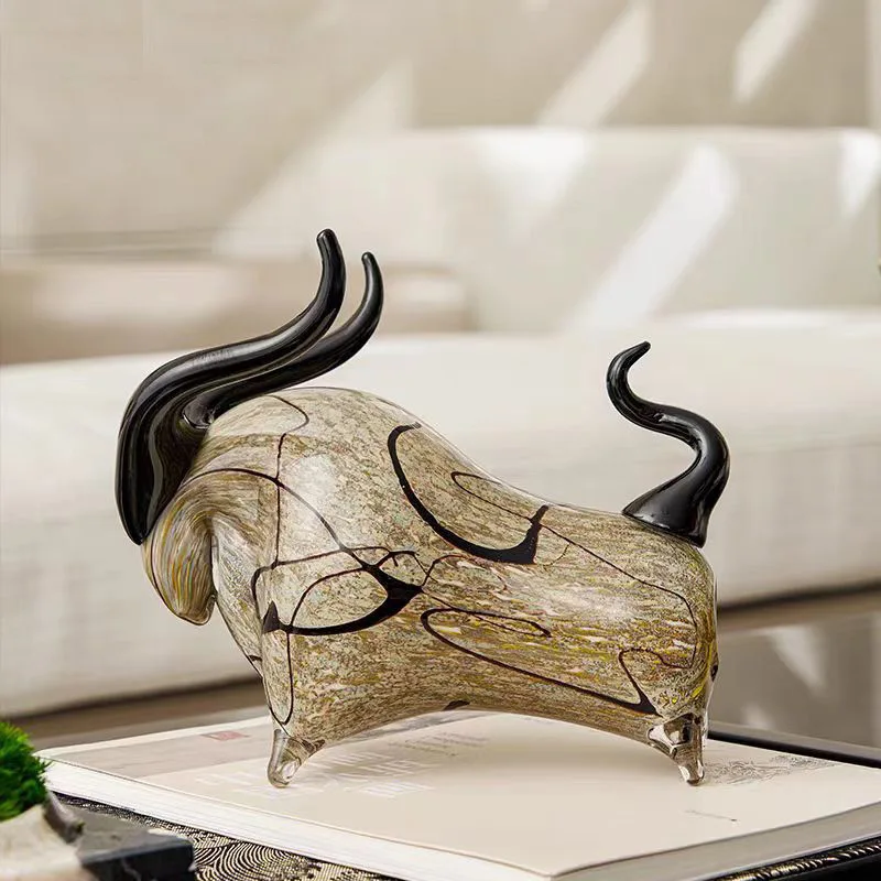 

Modern luxury handmade glass glazed cow, creative ornament desktop living room decoration model room