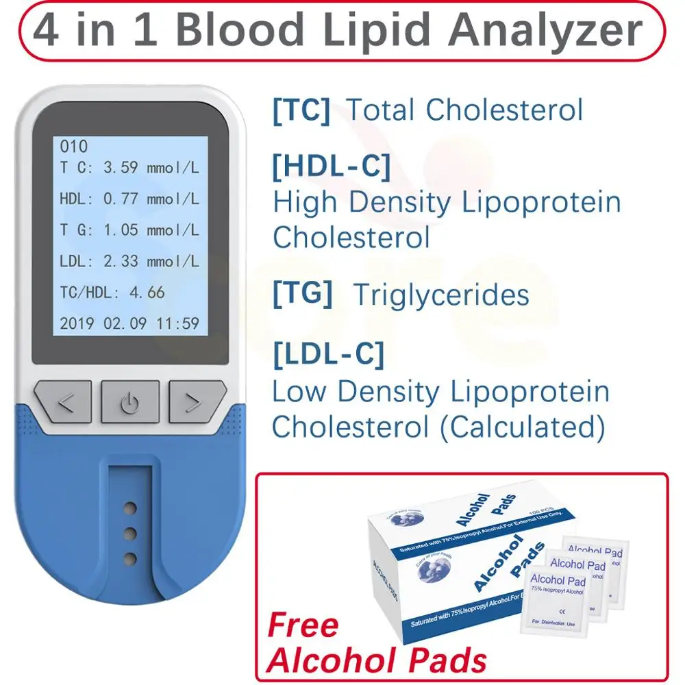 4in1 Lipid Analyzer Total Cholesterol (tc) High Density Lipoprotein Cholesterol (hdl) Triglyceride (tg) Optic Cholesterol Meter!