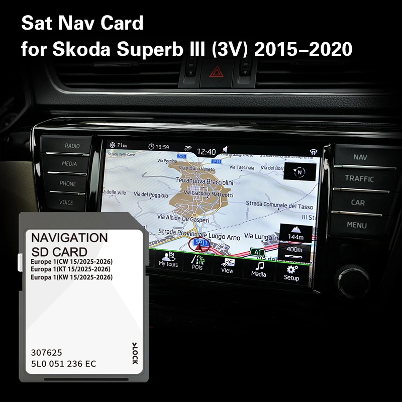 

Fitting for Skoda Superb 2015 2016 Untill 2020 32GB Memory SD Card Map GPS Navigation Cover Croatia Cyprus Czech Republic